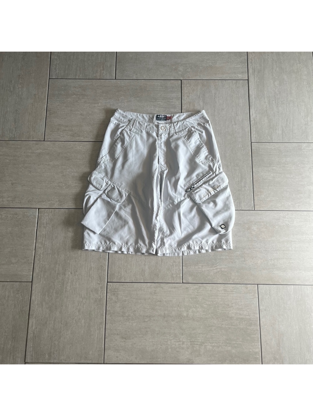Lost Enterprises White Cargo Shorts with Pockets Size 31 Y2K